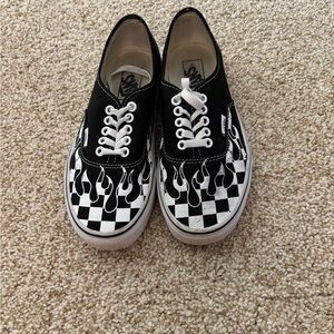 Vans Black and White Flame Checkered Shoes